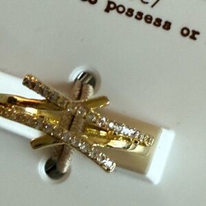 Gold and Silver Women's Ring with Crystal Accents